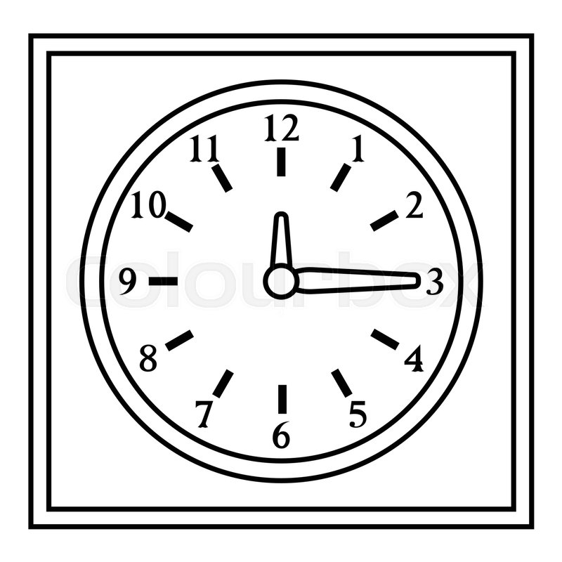 800x800 Square Wall Clock Icon. Outline Illustration Of Square Wall Clock