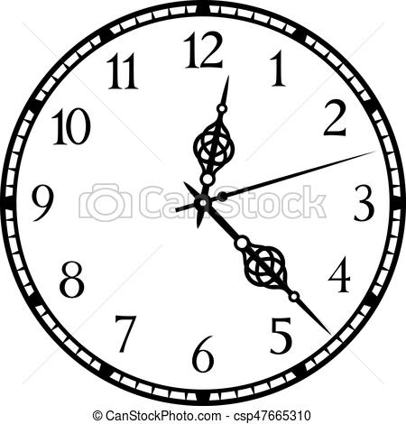 450x470 Old Clock Vector Illustration. Old Clock Illustration.