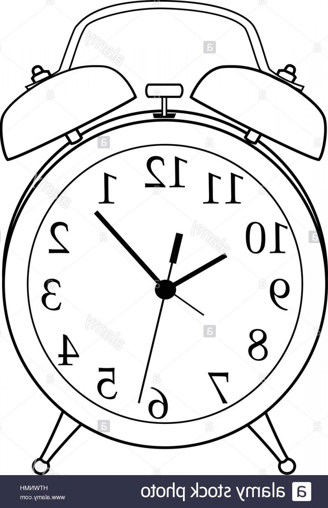 1077x1668 Stock Photo Illustration Of Isolated Black And White Cartoon Alarm