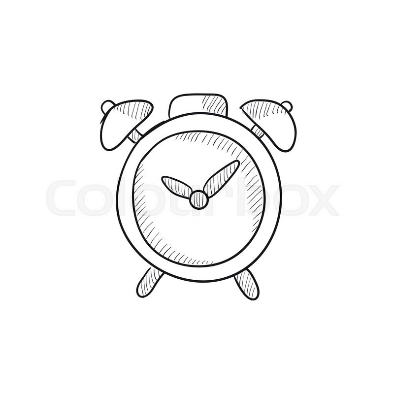 800x800 Alarm Clock Vector Sketch Icon Isolated On Background. Hand Drawn