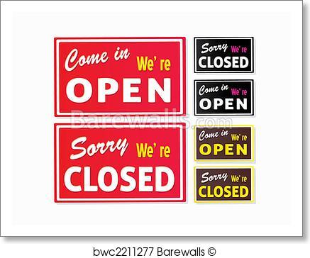 437x364 Art Print Of Open And Closed Store Signs Barewalls Posters