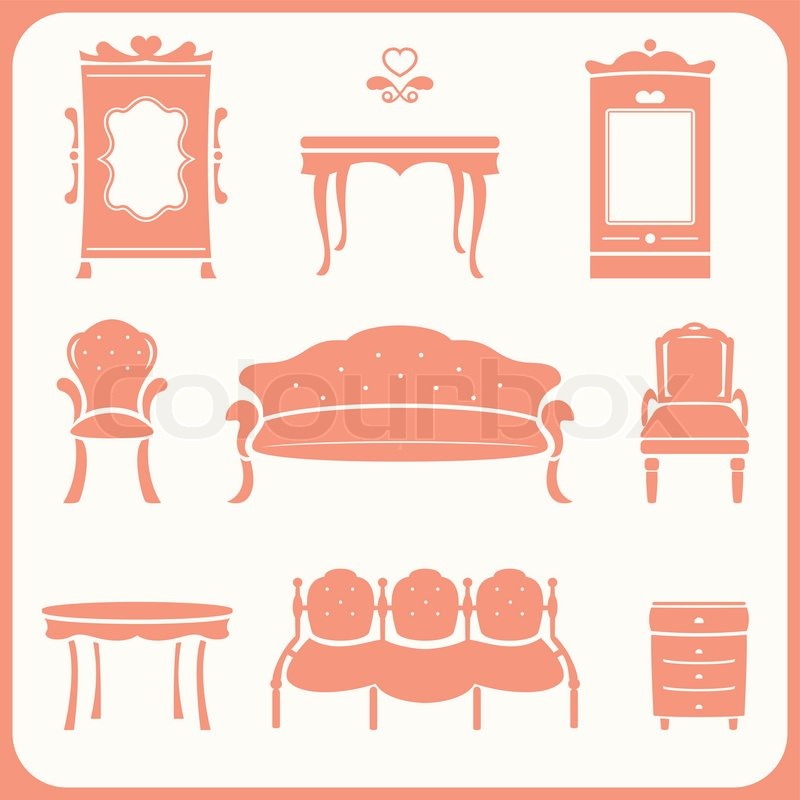 800x800 Vintage Furniture Collection Stock Vector Colourbox