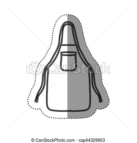 450x470 Sticker Silhouette Kitchen Apron Cloth Vector Illustration.