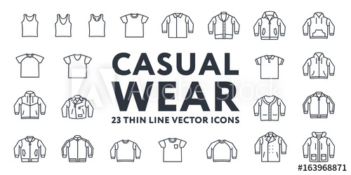 500x250 Thin Line Stroke Casual Sportswear Menswear Clothes Vector Icons