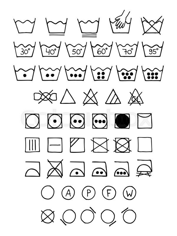 600x800 Doodle Laundry Symbols. Hand Drawn Scribble Washing Icons