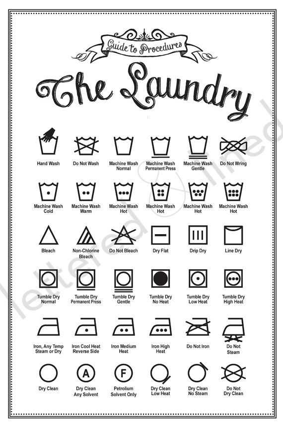 570x853 Laundry Symbols Poster 12x18 Print Guide To By Letteredandlined