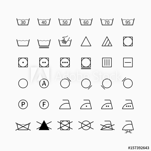 500x500 Laundry And Drycleaning Vector Symbols Set. Garment Clothing Care