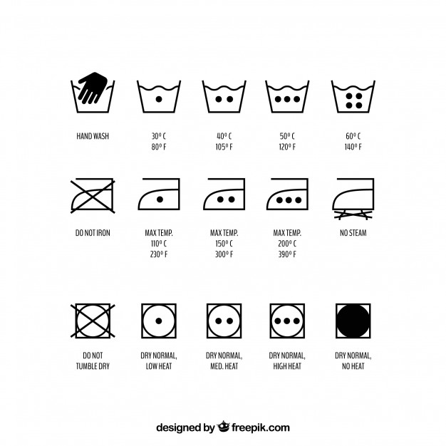 626x626 Set Of Washing Symbols, Vector Set Vector Free Download