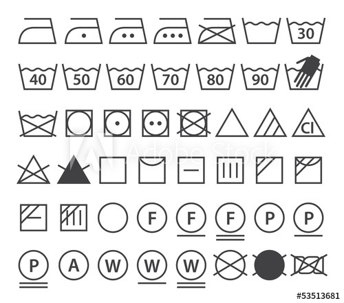 500x440 Set Of Washing Symbols (Laundry Icons)