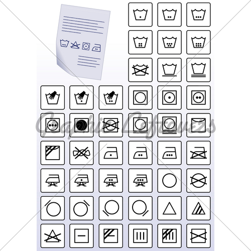 500x500 Vector Set Of Apparel Care Instruction Symbols. Gl Stock Images