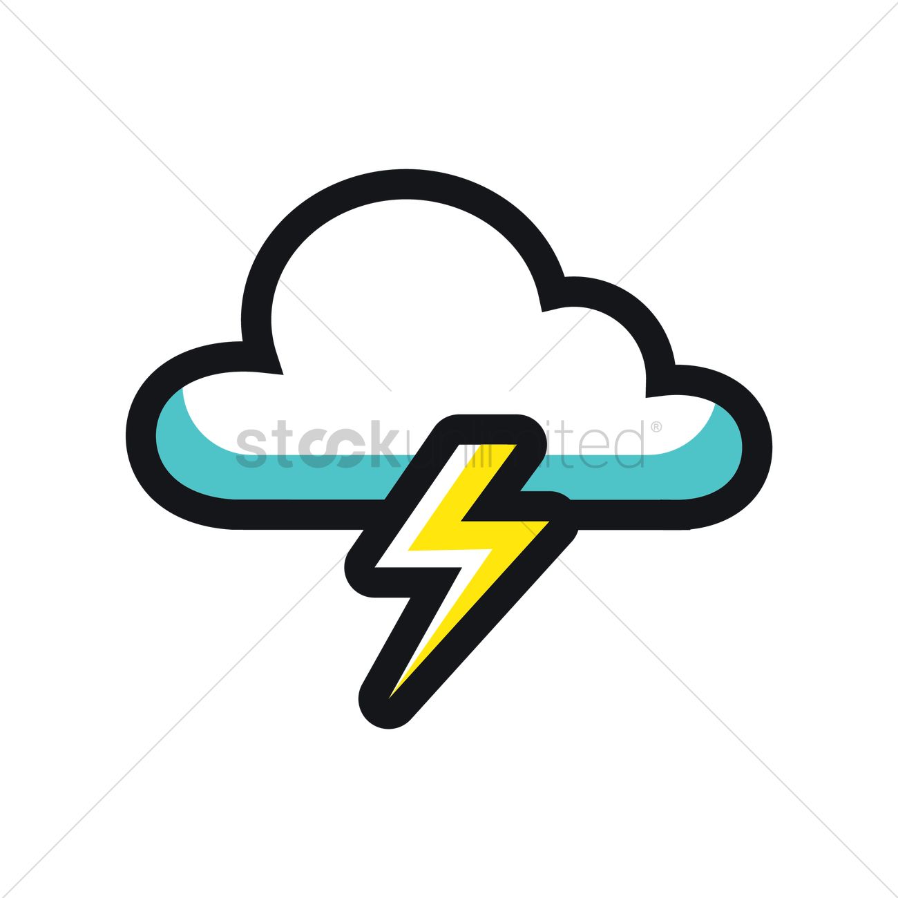 1300x1300 Lightning With Cloud Icon Vector Image
