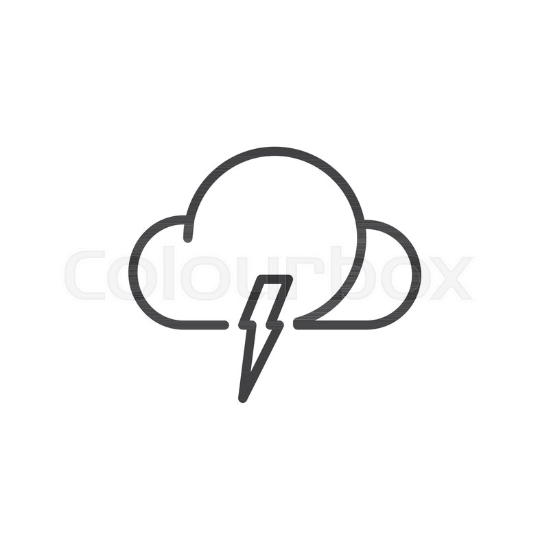 800x800 Cloud Lightning Line Icon, Outline Vector Sign, Linear Style