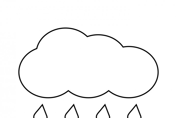 720x479 Outline Vector Cloud With Falling Rain Isolated White By