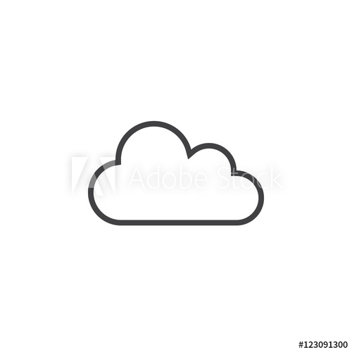 500x500 Cloud Line Icon, Outline Vector Logo Illustration, Linear