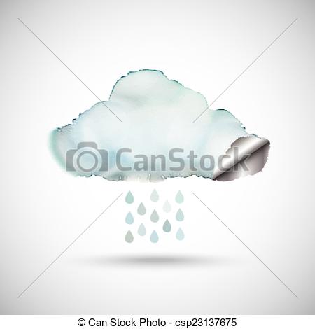 450x470 Watercolour Rain Cloud. Watercolour Cloud With A Silver Lining.and