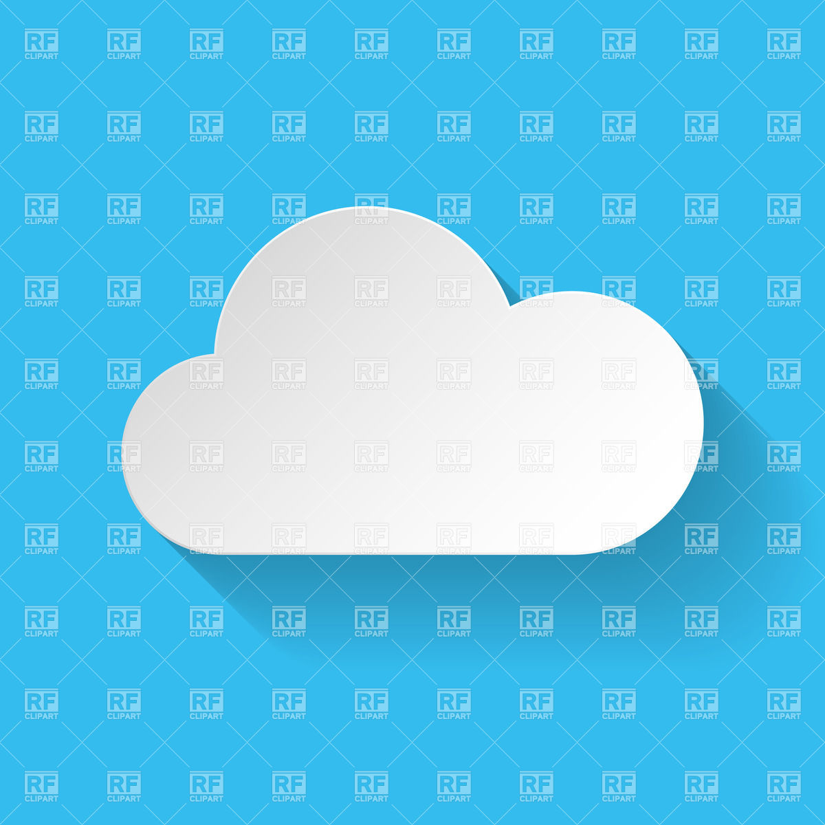1200x1200 White Flat Paper Cloud With Long Shadow On Blue Background Vector