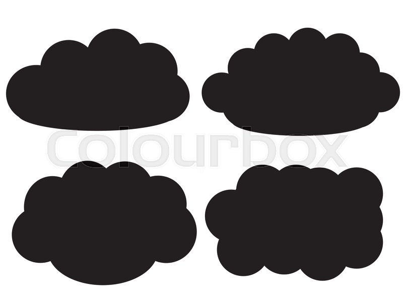 800x588 Black Cloud Vector Icons Isolated Over White Background, Cloud