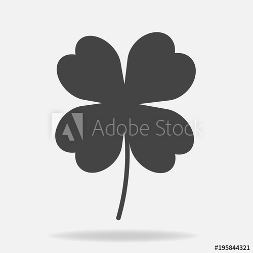500x500 Vector Icon Four Leafed Clover. Vector Illustration On A Gray