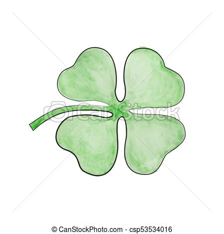 450x470 Four Leaf Clover. Vector Four Leaf Clover. Hand Drawn Watercolor