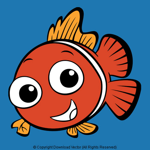 500x500 Clownfish Cartoon Orange Clown Fish Vector Clipart Download