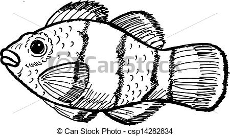 450x266 Hand Drawn, Sketch, Cartoon Illustration Of Clown Fish.