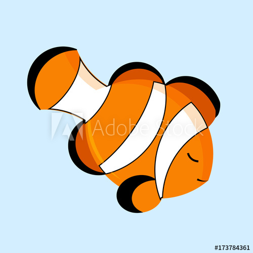 500x500 Icon Of Cute Clown Fish, Vector
