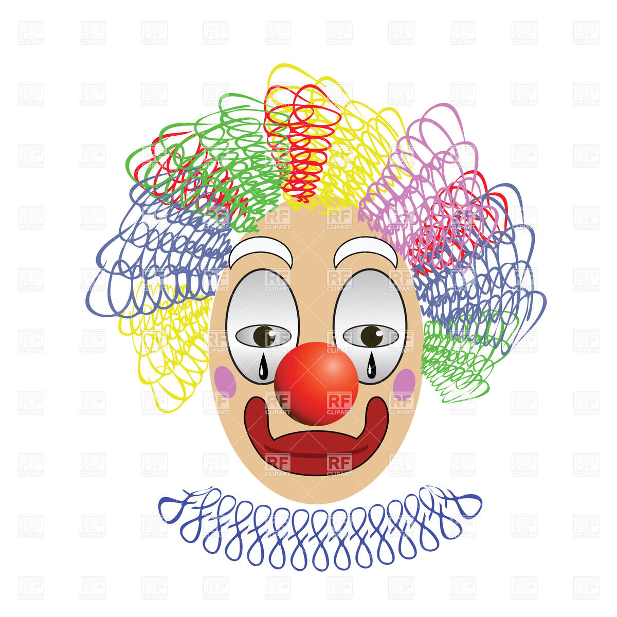 1200x1200 Colorful Cartoon Crying Clown Vector Image Vector Artwork Of