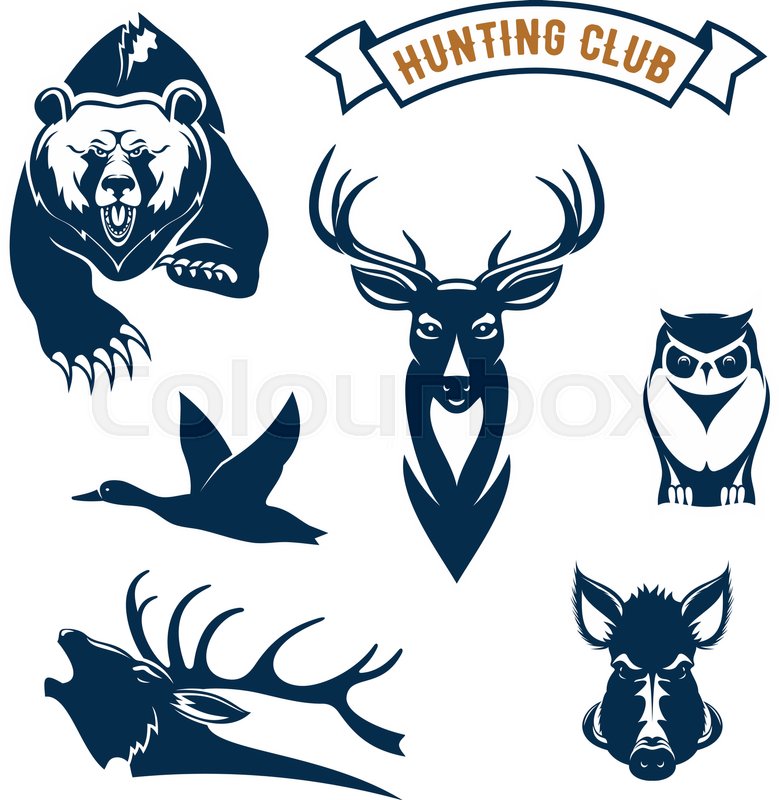 779x800 Hunting Club Icons Of Hunt Wild Animals Grizzly Bear, Deer Or