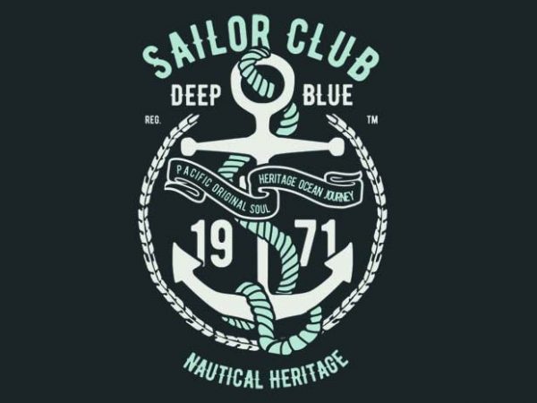 600x450 Sailor Club Vector T Shirt Design