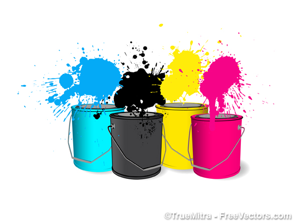 600x444 Download Free Cmyk Paint Buckets Vector Illustration