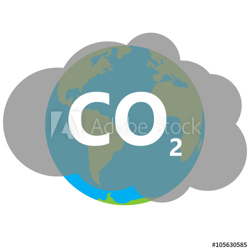 500x500 Co2 Icon Cloud Vector On Earth, Carbon Dioxide Emits Symbol, Sm