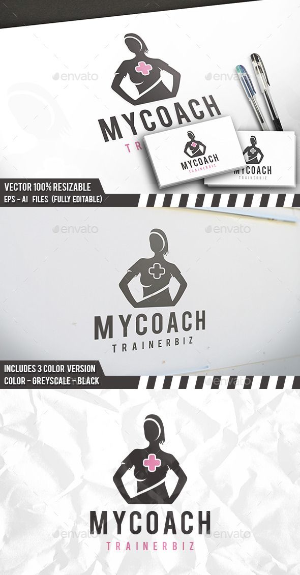 590x1131 Woman Coach Logo Design Template Vector
