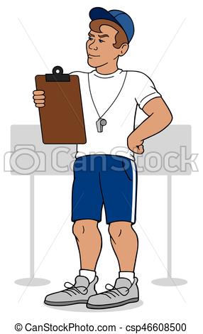 286x470 Coach. Athletic Coach Is Checking His Clipboard.
