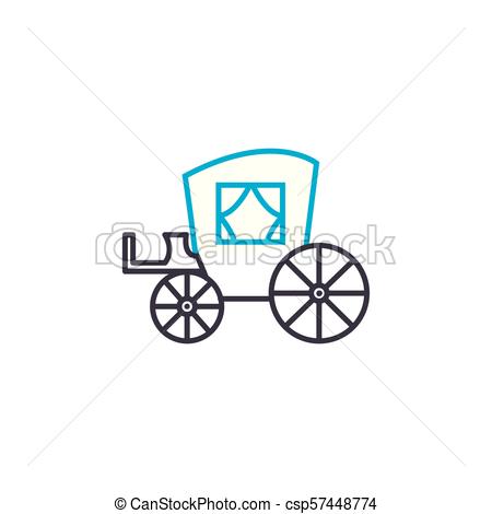450x470 Horse Coach Vector Thin Line Stroke Icon. Horse Coach Outline
