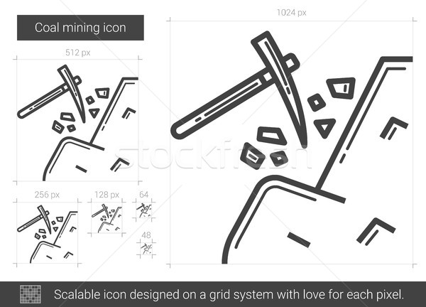 600x432 Coal Mining Line Icon. Vector Illustration Andrei Krauchuk