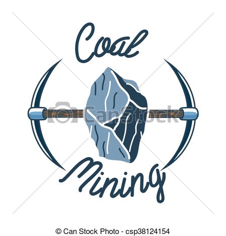 450x470 Color Vintage Coal Mining Emblem, Label, Badge, Logo. Vector