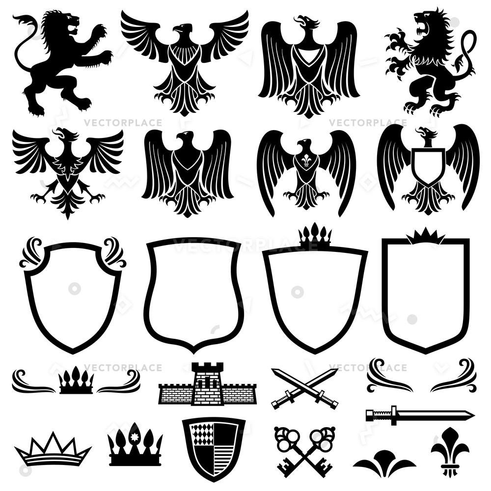 1000x1000 Family Coat Arms Elements For Heraldic Vector Illustration 45497