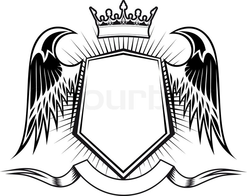 800x635 Heraldry Elements With Wings And Ribbons For Design Stock Vector
