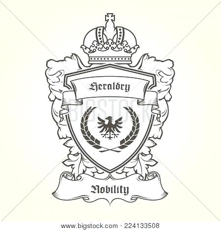 450x470 Coat Arms Template Heraldic Eagle Vector Photo Of With Shield Arm