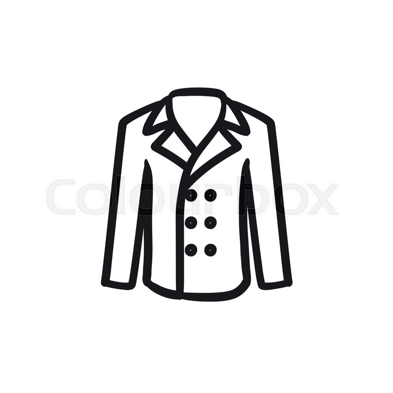 800x800 Male Coat Vector Sketch Icon Isolated On Background. Hand Drawn