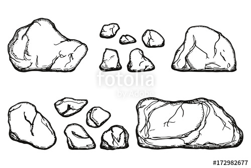 500x334 Stones Cobblestone Vector Isolated. Hand Drawing Stock Image And