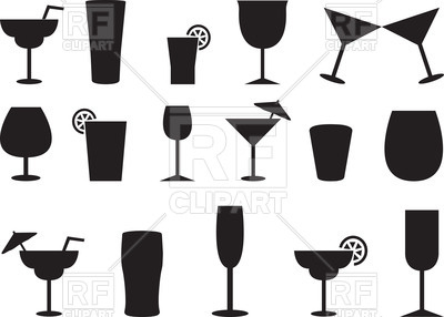400x286 Silhouettes Of Juice And Cocktail Glasses Vector Image Vector
