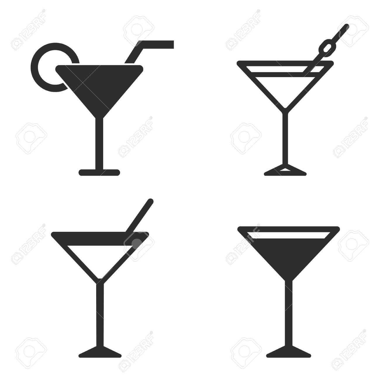 1300x1300 Cocktail Clipart Black And White