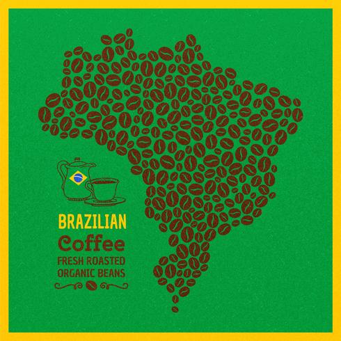 490x490 Brazil Map Of Coffee Beans Vector Background