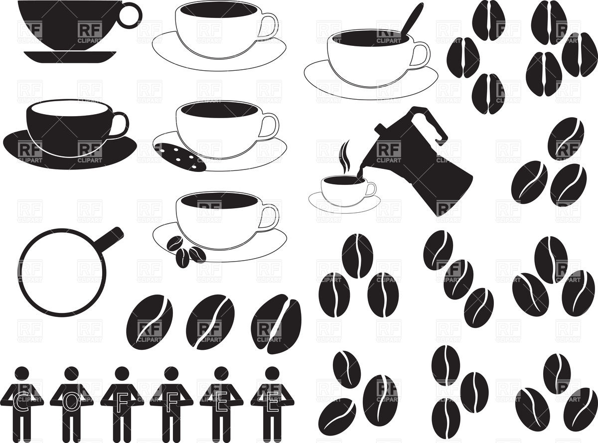 1200x889 Coffee Cups And Coffee Beans Vector Image Vector Artwork Of