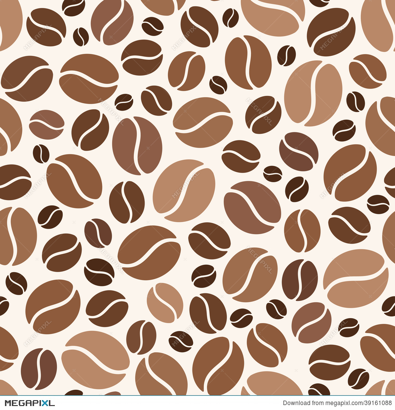 800x830 Seamless Background With Coffee Beans. Vector. Illustration