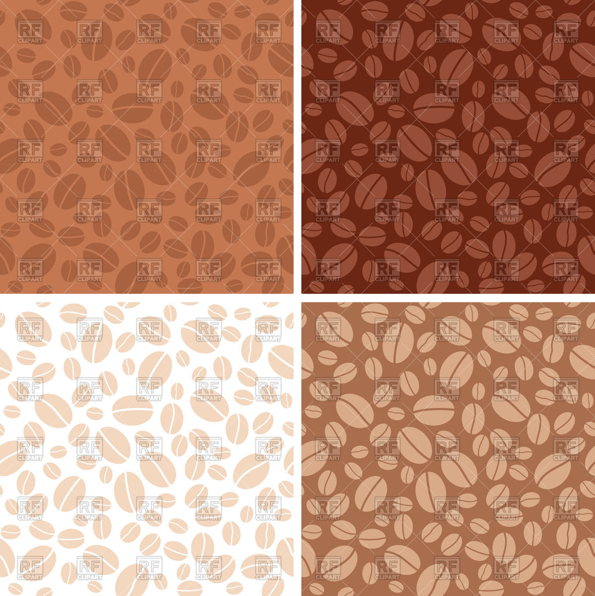 1199x1200 Set Of Coffee Beans Brown Seamless Patterns Vector Image Vector