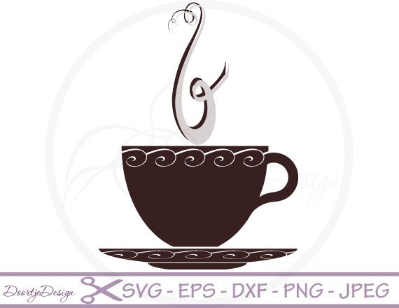 570x440 Coffee Cup Vector Svg File Clipart Coffee Cup Scrapbook Etsy