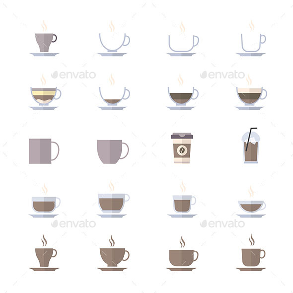 590x590 Coffee Cup Icons Set Of Drink Icons Vector Illustration Style