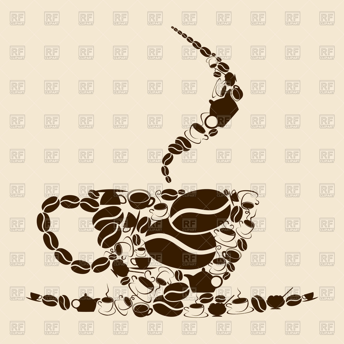 1200x1200 Coffee Cup Made Of Coffee Beans Vector Image Vector Artwork Of